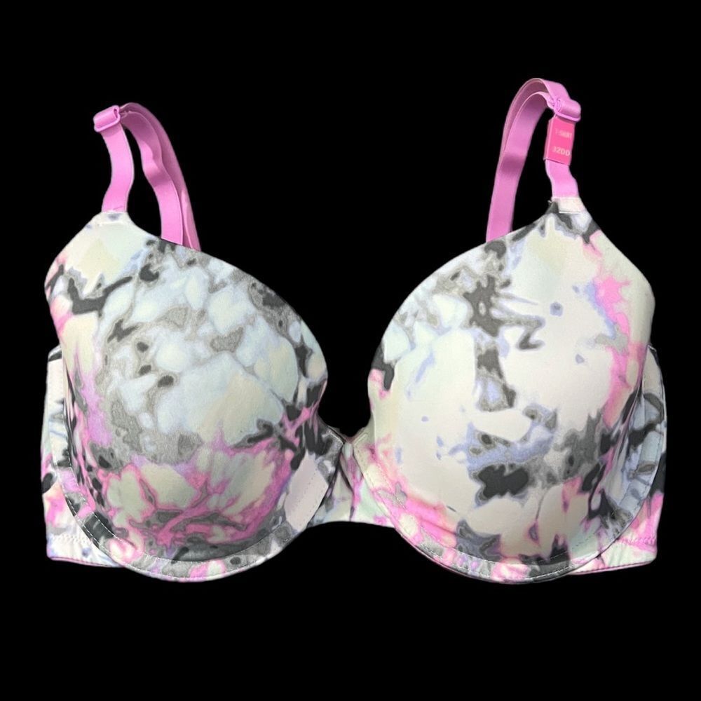 Victoria’s Secret Pink Wear Everywhere T- shirt Lightly Lined Bra tie die 32DD